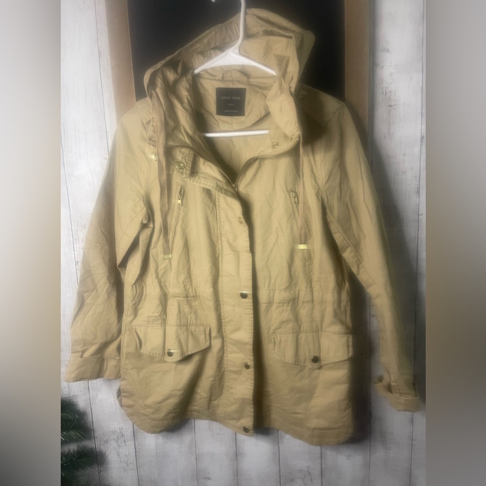 Love Tree Womens Tan Size Small full zip utility jacket